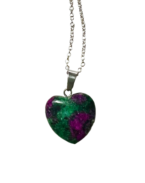 ruby fuchsite heart necklace