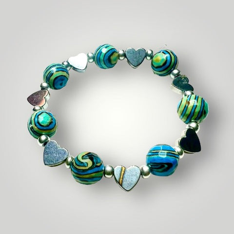 reconstituted turquoise and heart bracelet