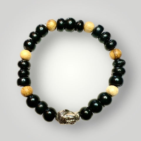 shungite, palo santo and buddha bracelet