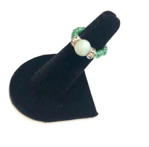 Aventurine & Beaded Elastic Ring