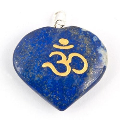 Lapis Lazuli Heart Om Symbol Pendant