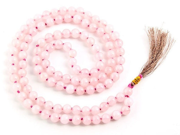 Rose Quartz Knotted Prayer Mala